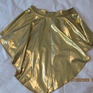 GOLD METALLIC SKATERS SKIRT SMALL EXTRA SMALL HI LOW ICE-SKATING ROLLER SKATING